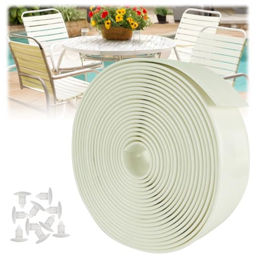 LukLoy 2" Wide 60ft Long Vinyl Straps for Patio Chairs Repairs, White - color: White, size: 60 Ft strap + 60 rivets