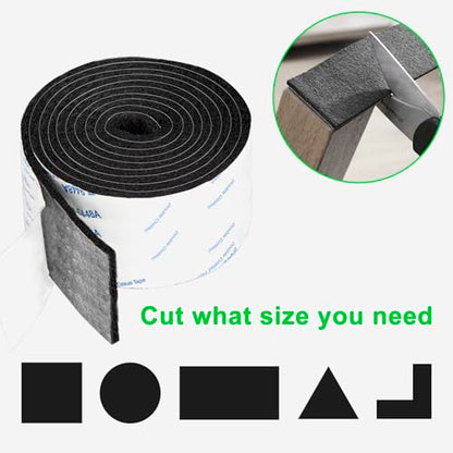 Felt Furniture Pads, Felt Pads for Furniture, 5"x 40" Black Cuttable - size: 1 Roll 5x40 inch