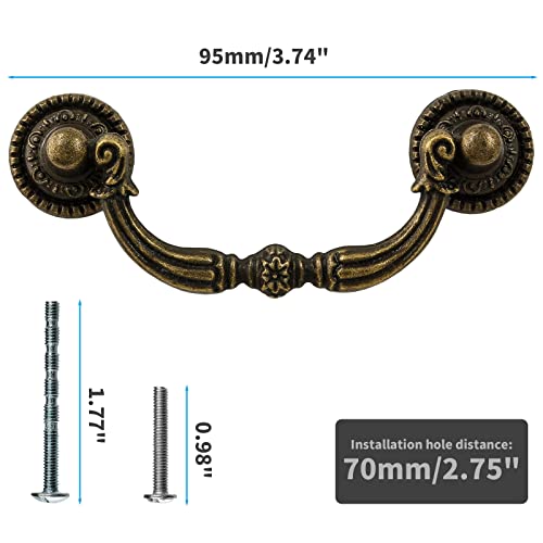 4 Pack 2.75" Hole Center Bail Pull Antique Bronze Drawer Handle - color: Antique Bronze, size: 2.75 Inch