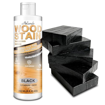 Water Based Wood Stain 8.5oz, Black – Indoor Outdoor Furniture Stain - color: Black