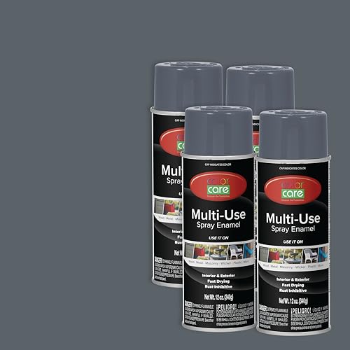 Spray Paint, 12 oz, 4-Pack (Gloss Dark Gray) – All-Purpose, Indoor & Outdoor, Rust Resistant, for Wood, Metal, Plastic & Masonry - color: Dark Gray