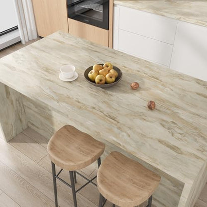 VEELIKE Slate Beige Marble Countertop Contact Paper Peel and Stick Countertops Waterproof Marble Contact Paper for Countertops 15.7''x354'' Removable Adhesive Marble Wallpaper for Kitchen Bathroom - size: 15.7" x 354"