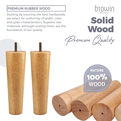 3 inch Solid Wood Tapered Furniture Legs Set of 4 with 5/16" Bolts - color: Natural Wood Color, size: 3" (8cm)