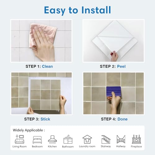 COMSTICKC Thicker Peel and Stick 3D Backsplash Tiles Kitchen Bathroom - color: Light Brown