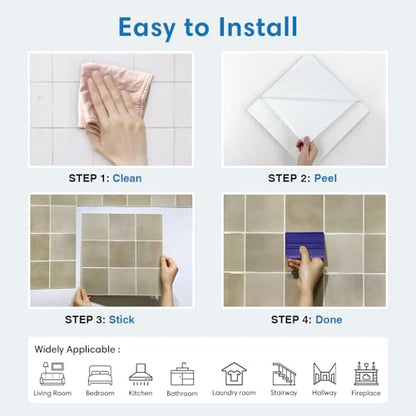 COMSTICKC Thicker Peel and Stick 3D Backsplash Tiles Kitchen Bathroom - color: Light Brown