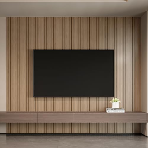 YLL YLL PVC Slat Wall Panel Peel and Stick 118"x 15.7" Faux Oak Grain Wood Slat Panel Self-Adhesive Wallpaper Soundproof 3D Wall Panels - color: Oak, size: 15.7" x 118"
