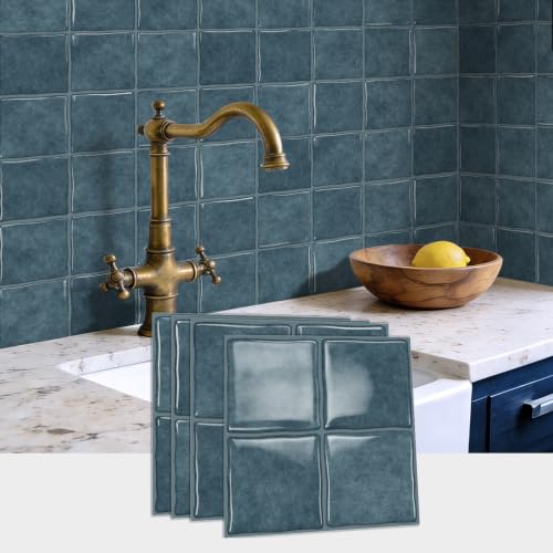20pcs Peel and Stick Backsplash Wall Tiles,Retro Blue 6"x6" - color: Retro Blue