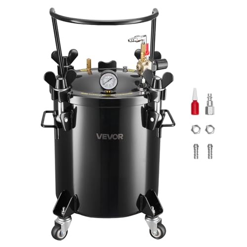VEVOR Heavy Duty Steel Pressure Pot, 5.3 Gal/20 L Heavy Duty Steel Air Tool Pressure Pot, Pressures Pots with Three Quick-Connect Couplers for Home Use, DIY, Art Creations, Large-Diameter Tank - size: 20L/5.3Gal
