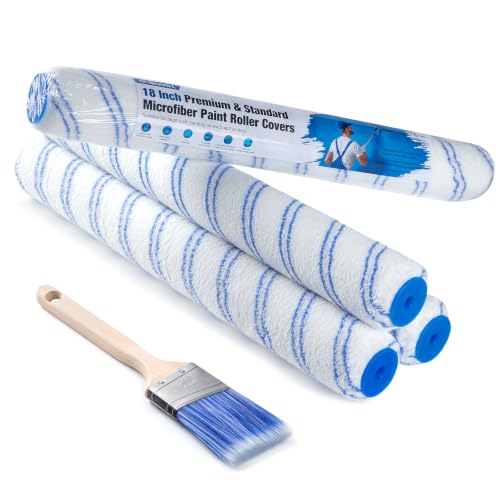 18 Inch Microfiber Paint Roller Kits with Paint Brush, 5 Pack - size: 18 Inch Paint Roller Kit, 5 Pack