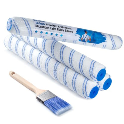 18 Inch Microfiber Paint Roller Kits with Paint Brush, 5 Pack - size: 18 Inch Paint Roller Kit, 5 Pack