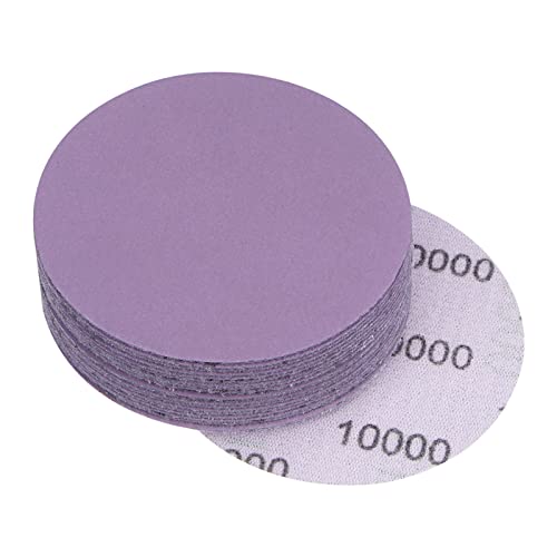 uxcell 20Pcs 3-Inch Purple Sanding Discs 10000 Grits Hook and Loop Professional Aluminum Oxide Sand Paper Wet Dry Polish for Wood Metal Paint Finishing - style: 10000 Grit