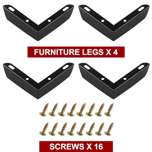 1.18 Inch Metal Furniture Legs Set of 4, Heavy Duty Furniture Feet Minimalist Design Sofa Feets DIY Replacement Parts for TV Cabinet, Coffee Table (Black) - color: Black