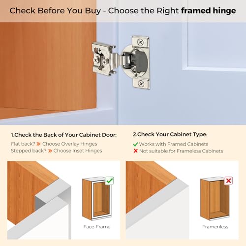 Ravinte 3/4 Inch Overlay Soft Close Hinge Kitchen Cabinet Hinges 50 Pack - size: 3/4 inch Overlay