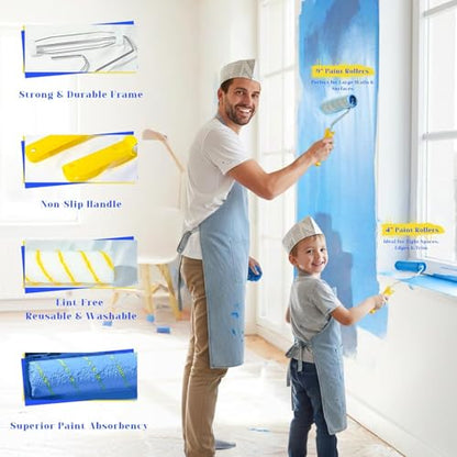 18-Piece Paint Roller Kit with 3.3ft Reinforcing Extension Pole