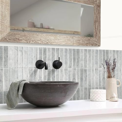 Alwayspon 10 Sheets 12x12inch Grey 3D Vinyl Backsplash Tiles, Self-Adhesive Peel and Stick Wall Tile Stickers Stick on Subway Tiles for Kitchen Bathroom Wall - color: Gray
