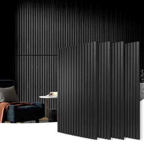 Art3d 4-Pack 3D Fluted Wood Sound Absorbing Slat Wall Panel, Matte Black - color: Matte Black, size: 4pcs - 47.2＊23.6in.