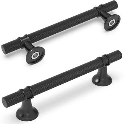 20 Pack 5 Inch Matte Black Kitchen Cabinet Handles - color: Matte Black Knurled, size: 5'' Hole Center(128mm)