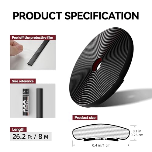 26.2 Ft Peel and Stick Wall Molding Trim, Flexible PVC Trim - color: Matte Black, size: 26.2 Ft