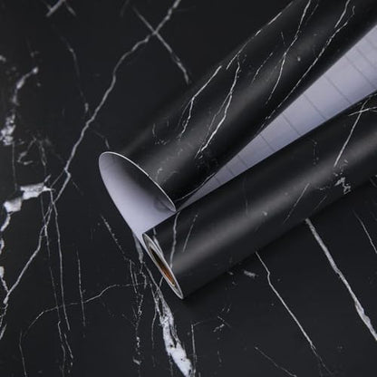 Marble Contact Paper Black Peel and Stick Wallpaper for Kitchen Countertop - color: Black/White, size: 11.8" x 78.7"
