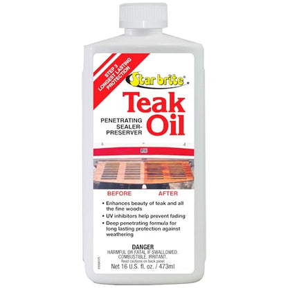 STAR BRITE Teak Oil, Long-Lasting, UV-Resistant Wood Sealer & Preserver - style: 16 oz