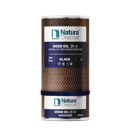Wood Stain Oil - 700 ft² - 1.3 L, Black – Wood Finish for Interior Furniture & Floor - Linseed Wood Oil - Fast-Drying - Environmentally Friendly-Extra Durable Hard Wax Oil-VOC-Free - color: Black, size: 1.3 L