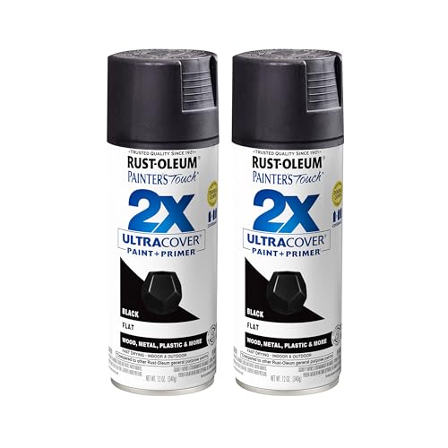 Rust-Oleum Painter's Touch 2X Ultra Cover Spray Paint, Flat Black - color: Flat Black, size: 12 Ounce (Pack of 2)
