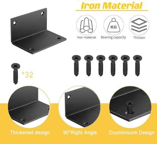 8 PCS Iron 2.76 Inch L Right Angle Bracket with Screws, 2.76" x 1.57" x 1.57" Metal Joint Bracket 90 Degree Corner Brace for Wood Bookshelf Furniture Cabinet, Thickness 3 mm Heavy Duty Black Brackets - size: 2.76" x 1.57" x 1.57" - 8pcs - Black
