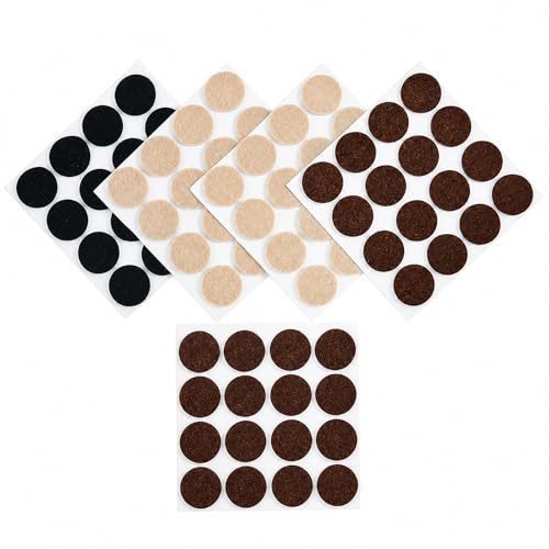 80 PCS Felt Furniture Pads, 1 Inch Round Felt Pads for Chairs, Tables, Sofas, Beds, Appliances, Self Adhesive Non Slip Floor Protectors for Hardwood Floors, 3mm Thick (Brown, Beige, Black) - color: Brown + Beige +Black2