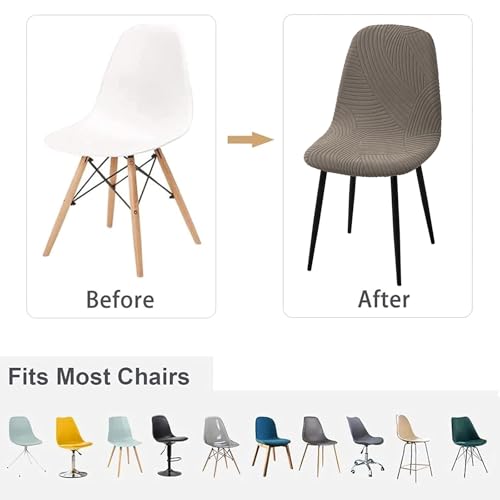 HAOYONG Modern Dining Chair Covers Printed Shell Chair Cover Lounge Armless Chair Cover Stretchable Slipcovers for Kitchen, Office, Dining Room and Living Room(Set of 2) - color: Coffee, size: 2 PCS