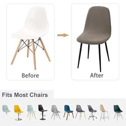 HAOYONG Modern Dining Chair Covers Printed Shell Chair Cover Lounge Armless Chair Cover Stretchable Slipcovers for Kitchen, Office, Dining Room and Living Room(Set of 2) - color: Coffee, size: 2 PCS