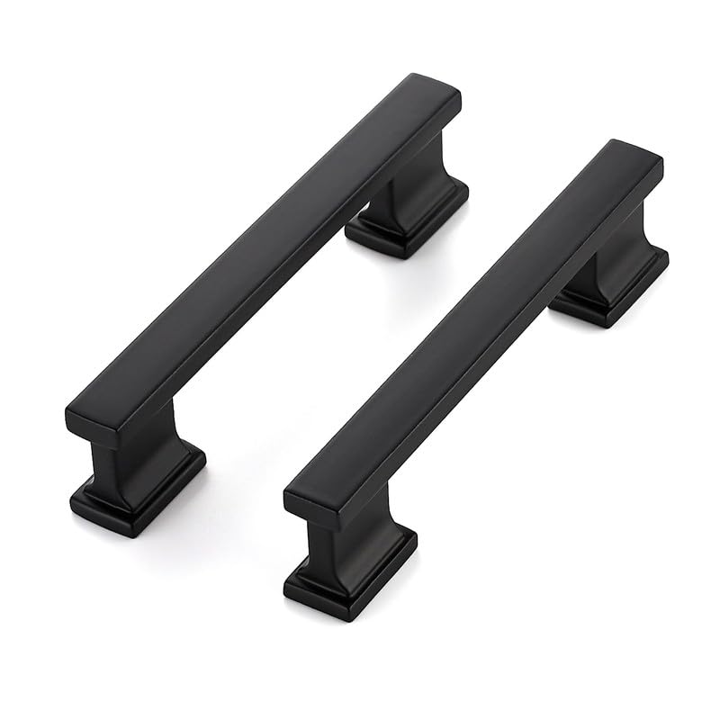 Matte Black Cabinet Pulls, 3-3/4 Inch (96mm), 10 Pack, Heavy Duty - color: Matte Black, size: 3-3/4" Hole Center