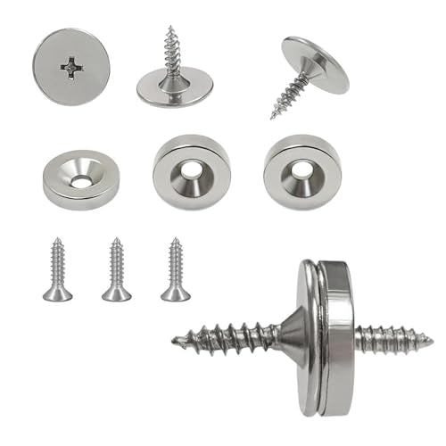 12 Sets Slim Disc Magnet Door Latch Catch Closures, Cabinet Magnetic Door Lock with Hole Round for Kitchen Cupboard Closet Barn