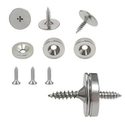 12 Sets Slim Disc Magnet Door Latch Catch Closures, Cabinet Magnetic Door Lock with Hole Round for Kitchen Cupboard Closet Barn