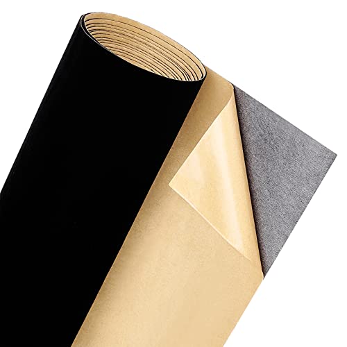 BENECREAT 157x9.8inch Black Self Adhesive Velvet Flock Liner Velvet Fabric for Jewelry Drawer Craft Fabric Upholstery Peel Sticker(0.8mm thick) - color: Black, size: 9.8"W x 157"L