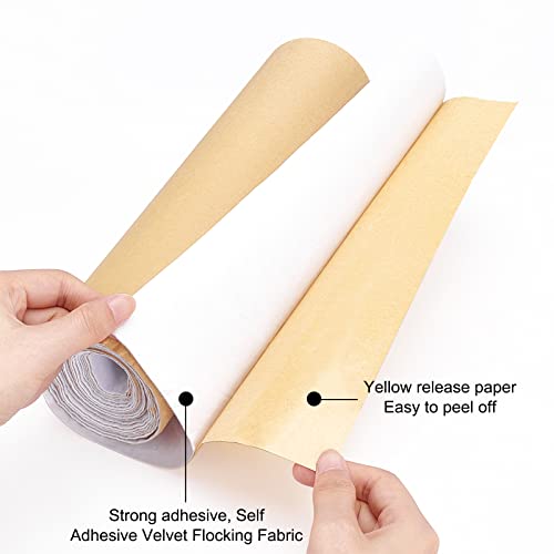 BENECREAT 157x9.8inch White Self Adhesive Velvet Flock Liner Velvet Fabric for Jewelry Drawer Craft Fabric Upholstery Peel Sticker(0.8mm Thick) - color: White, size: 9.8"W x 157"L