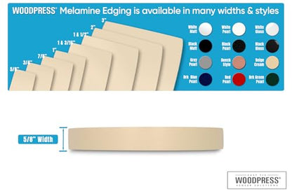5/8" Beige Cream Pre-Glued Melamine Edge Banding, 25 ft - size: Width: 5/8"