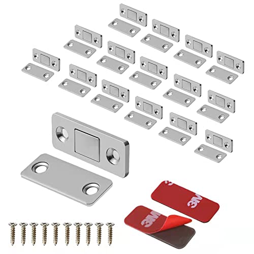 Mousike Magnetic Door Catch Ultra Thin Cabinet Magnets Stainless Steel Drawer Magnet Catch for Sliding Door Closure Kitchen Cabinet Cupboard Closet Closer (16 Pack) - color: Silver, size: 16 Pack