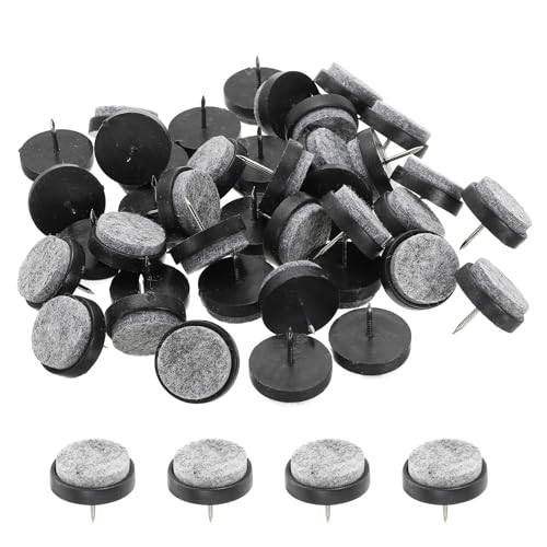 PATIKIL 28 mm Nail-on Felt Pads 40Pcs Round Felt Furniture Sliders Black - color: Black, size: 28 mm
