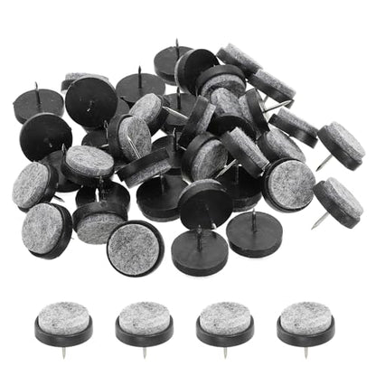 PATIKIL 28 mm Nail-on Felt Pads 40Pcs Round Felt Furniture Sliders Black - color: Black, size: 28 mm