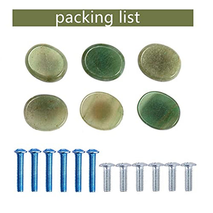 6Pcs Natural Crystal Stone Knobs Pull Handles with Screws(Green Aventurine)