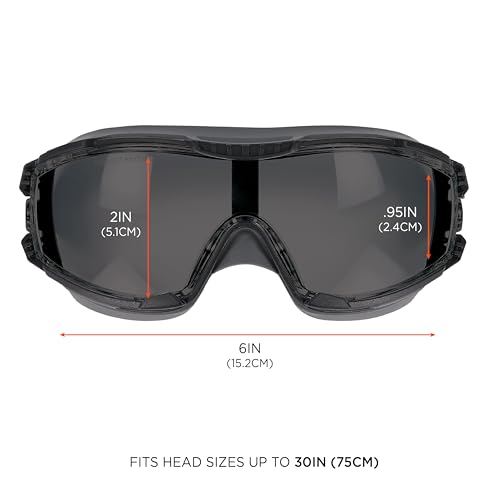 Ergodyne Skullerz Arkyn Protective Dust Safety Goggle, Non-Vented, Anti Fog, Scratch Resistant, Adjustable Neoprene Strap - color: Smoke Lens, style: Work Utility