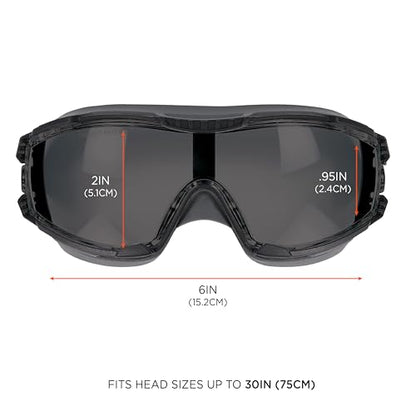 Ergodyne Skullerz Arkyn Protective Dust Safety Goggle, Non-Vented, Anti Fog, Scratch Resistant, Adjustable Neoprene Strap - color: Smoke Lens, style: Work Utility