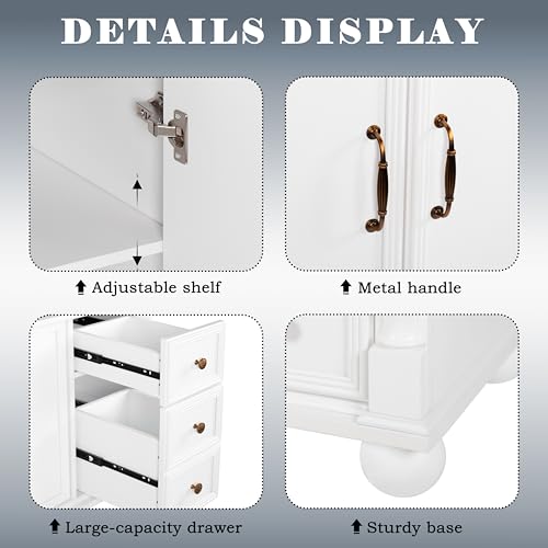 Bathroom Vanity Cabinet with Sink, White, 35.6 x 18.7 x 34 in