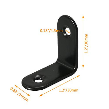 Corner Brace 30 x 30mm Stainless Steel Black Brace Corner Steel Joint Right Angle Bracket Fastener with Screws - 12 Pcs - size: Corner Brace_30x30mm
