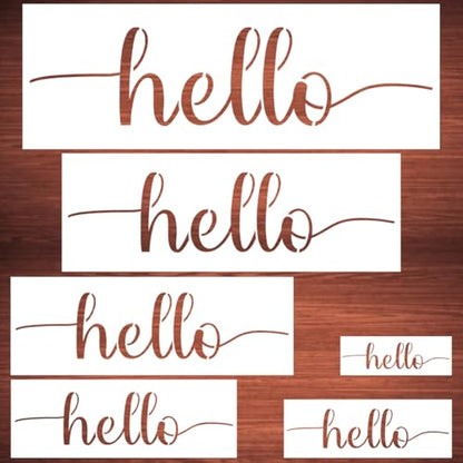 Large Hello Stencils for Painting - 6 Pack Hello Stencil Templates for Painting on Wood, Reusable Letter Stencils for Chalkboard Wood Crafts Signs & Home Front Door Mat Decorations - style: Hello