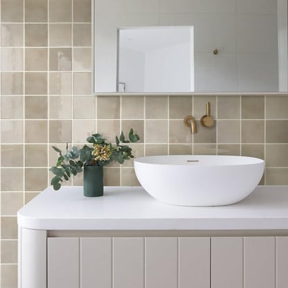 COMSTICKC Thicker Peel and Stick 3D Backsplash Tiles Kitchen Bathroom - color: Light Brown