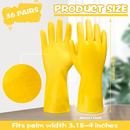 Rubber Reusable Gloves Long Household Dishwashing Gloves Kitchen Cleaning for Dishes Clean Gardening - color: Yellow, size: Large