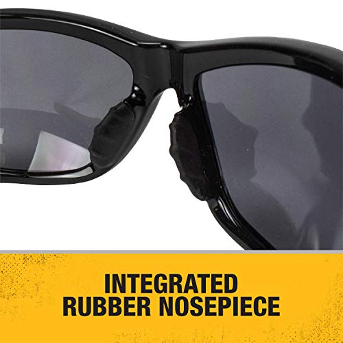 DEWALT DPG94-2C Dominator Z87+ Safety Glasses – Black Full Frame & Smoke Lens – Rubber Temples & Nosepiece – 1 Pair