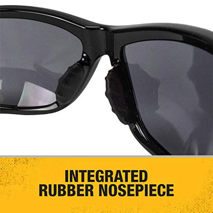DEWALT DPG94-2C Dominator Z87+ Safety Glasses – Black Full Frame & Smoke Lens – Rubber Temples & Nosepiece – 1 Pair