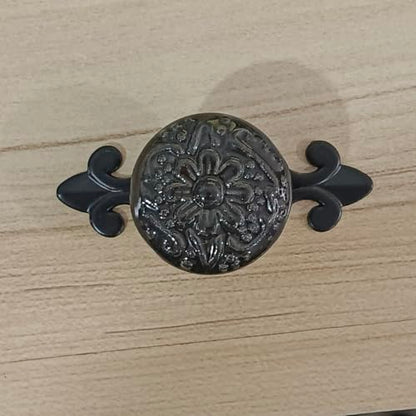 HUAMULAN 10 Pack Ceramic Knobs Cabinet Pulls Handle with Black Backplate - color: Black Knob + Black Base